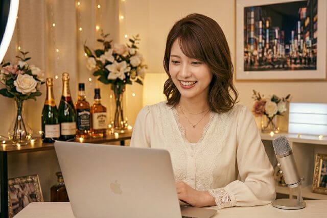 パソコンを触っている若い女性