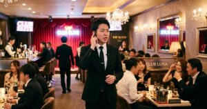 キャバクラで黒服がインカムをつけて話している