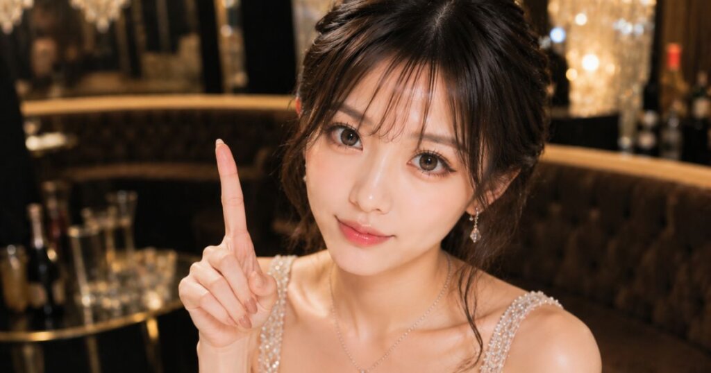 人差し指を立てているキャバ嬢