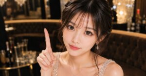 人差し指を立てているキャバ嬢