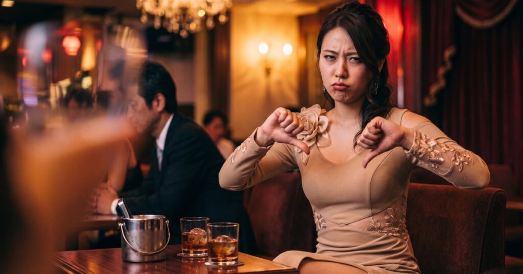 両手でブーイングする女性